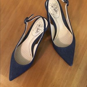Blue Denim kitten heels just in time for early Fall work and weekend brunch.